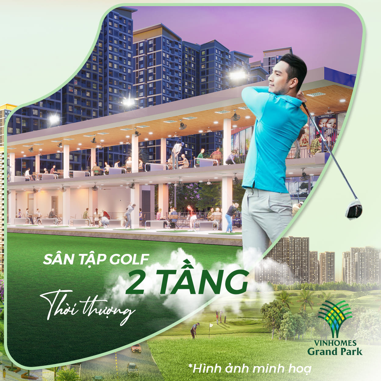 Sân tập golf 2 tầng Vinhomes Grand Park quận 9 TP Thủ Đức